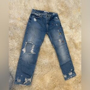 Zara | Destroyed Boyfriend Jeans Bug Embroidered 2
